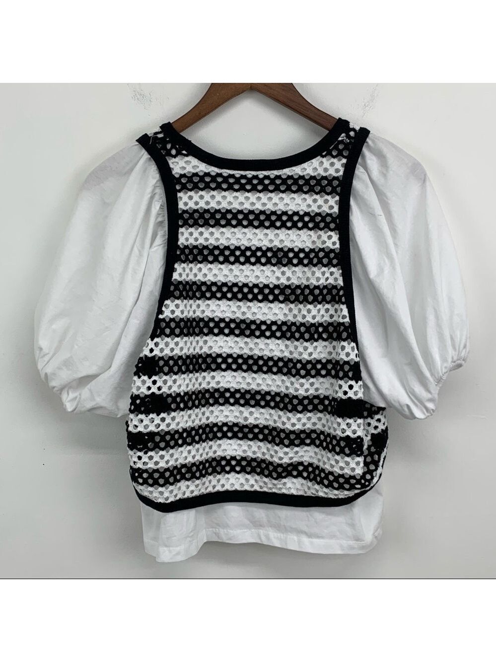 ZARA 2 in 1 Combination Short Balloon Sleeves Top w/ Vest. - Picture 9 of 12